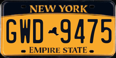 NY license plate GWD9475