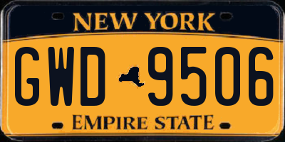 NY license plate GWD9506
