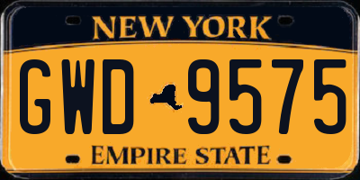 NY license plate GWD9575