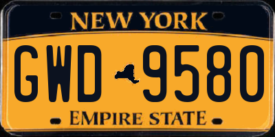 NY license plate GWD9580