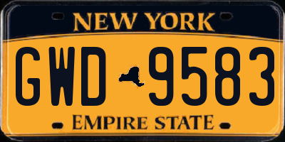 NY license plate GWD9583