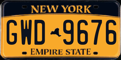 NY license plate GWD9676