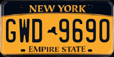 NY license plate GWD9690