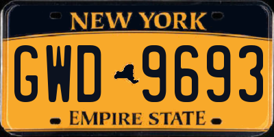 NY license plate GWD9693