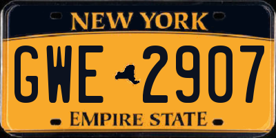 NY license plate GWE2907