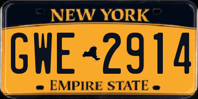 NY license plate GWE2914