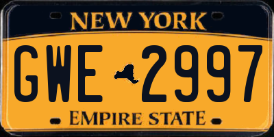 NY license plate GWE2997