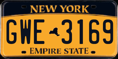 NY license plate GWE3169