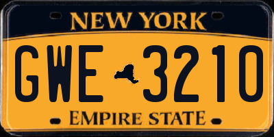 NY license plate GWE3210