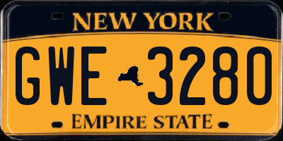 NY license plate GWE3280