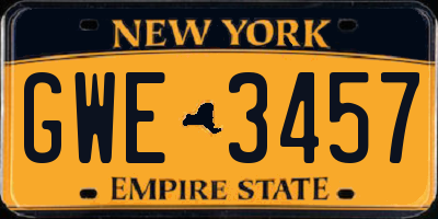 NY license plate GWE3457
