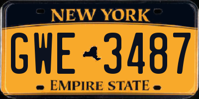NY license plate GWE3487
