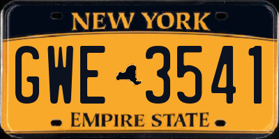 NY license plate GWE3541