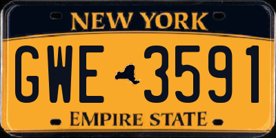 NY license plate GWE3591