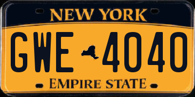 NY license plate GWE4040