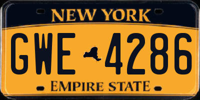 NY license plate GWE4286