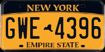 NY license plate GWE4396