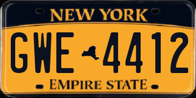 NY license plate GWE4412