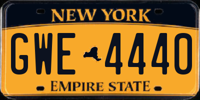 NY license plate GWE4440