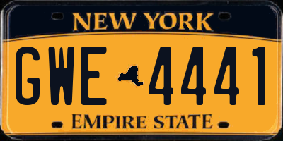 NY license plate GWE4441