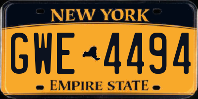 NY license plate GWE4494