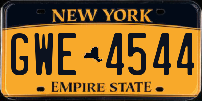 NY license plate GWE4544