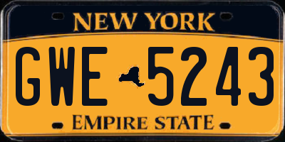 NY license plate GWE5243
