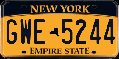 NY license plate GWE5244
