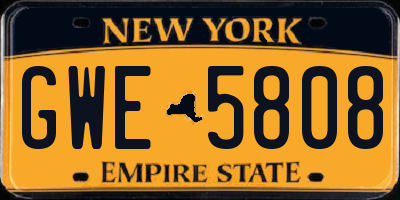 NY license plate GWE5808