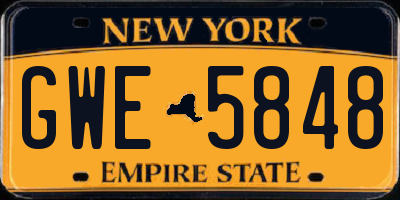 NY license plate GWE5848