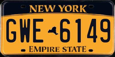 NY license plate GWE6149