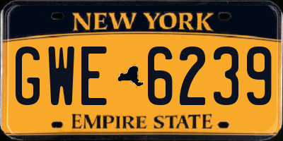 NY license plate GWE6239