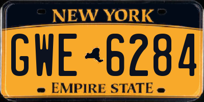 NY license plate GWE6284