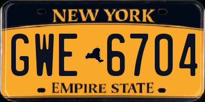 NY license plate GWE6704