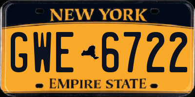 NY license plate GWE6722