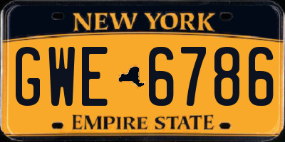 NY license plate GWE6786