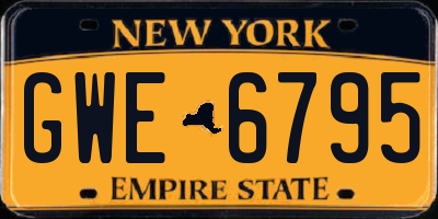 NY license plate GWE6795
