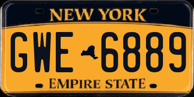 NY license plate GWE6889