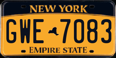 NY license plate GWE7083