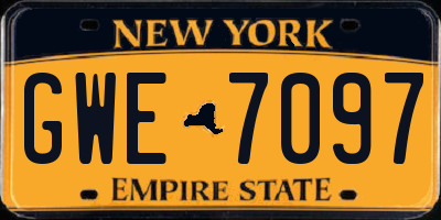 NY license plate GWE7097