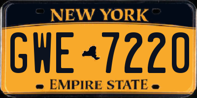 NY license plate GWE7220