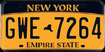 NY license plate GWE7264