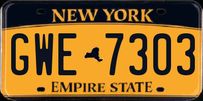 NY license plate GWE7303