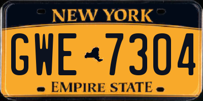 NY license plate GWE7304