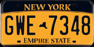 NY license plate GWE7348