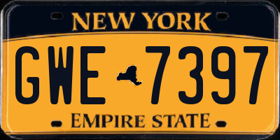NY license plate GWE7397