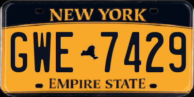 NY license plate GWE7429