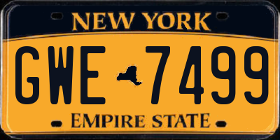 NY license plate GWE7499