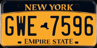 NY license plate GWE7596