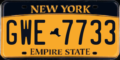 NY license plate GWE7733